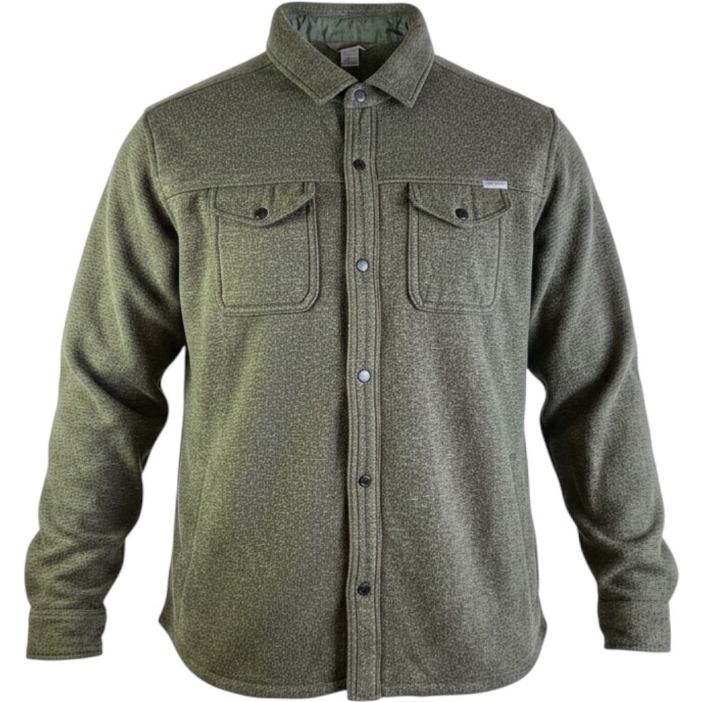 EDDIE BAUER Fleece Shacket Shirt Jacket Mens XXL Green Soft Button Up Pockets